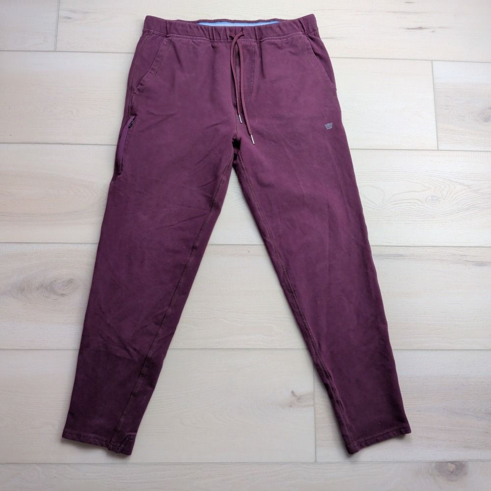 Mack Weldon Ace Joggers Sweatpants Mens Large Wine Red Zip Pockets Comfort
